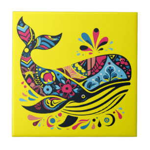 Colourful Humpback Whale  Ceramic Tile