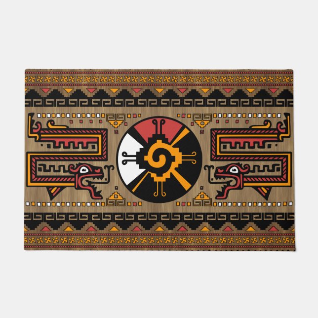 Colourful Hunab Ku Mayan symbol #5 Doormat (Front)