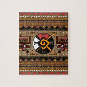 Colourful Hunab Ku Mayan symbol #5 Jigsaw Puzzle