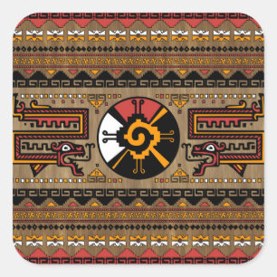Colourful Hunab Ku Mayan symbol #5 Square Sticker