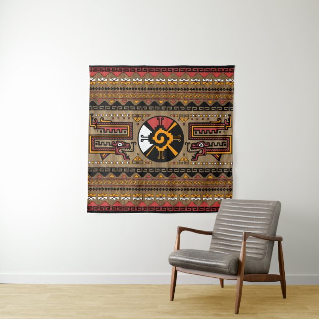 Colourful Hunab Ku Mayan symbol #5 Tapestry (In Situ)