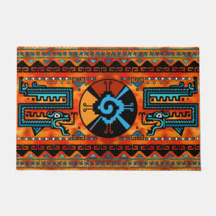 Colourful Hunab Ku Mayan symbol #6 Doormat