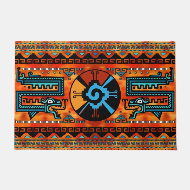 Colourful Hunab Ku Mayan symbol #6 Doormat (Front)