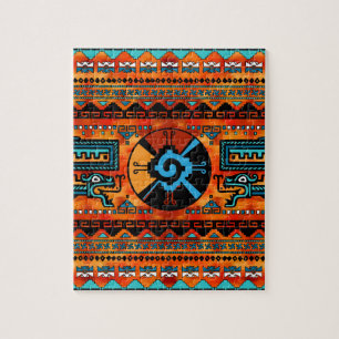 Colourful Hunab Ku Mayan symbol #6 Jigsaw Puzzle