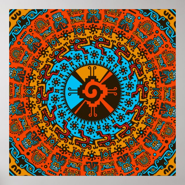 Colourful Hunab Ku Mayan symbol #7 Poster (Front)