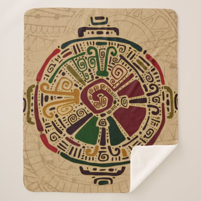 Colourful Hunab Ku Mayan symbol on cotton Sherpa Blanket (Front)
