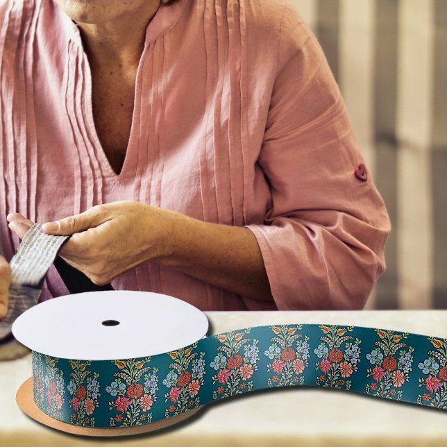 Colourful Hungarian Flowers Satin Ribbon (Creator Uploaded)