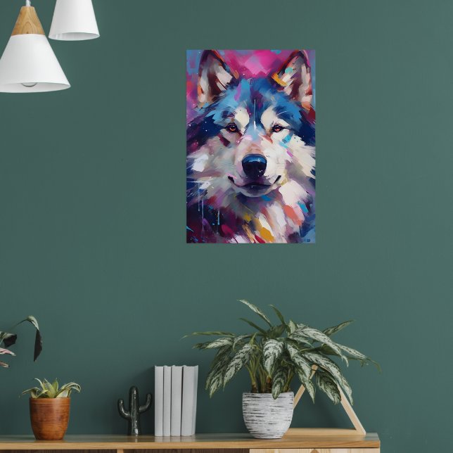 Colourful Husky Art Poster (Living Room 1)