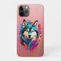 Colourful Husky Dog Head Vibrant Husky Lovers