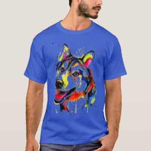 Colourful Husky Dog Lover Dad Mum Boy Girl Funny T-Shirt