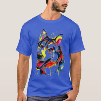 Colourful Husky Dog Lover Dad Mum Boy Girl Funny T-Shirt