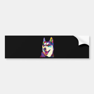 Colourful husky dog pop art style present bumper sticker