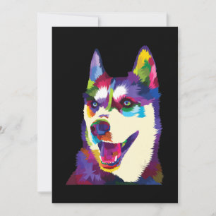 Colourful husky dog pop   art style present invitation