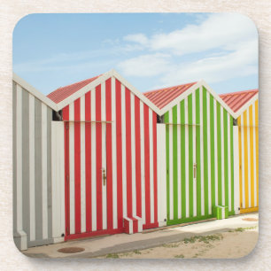 Colourful Huts On Beach Coaster
