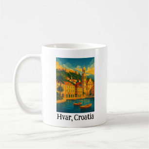 Colourful Hvar Croatia Vintage Travel Art Coffee Mug