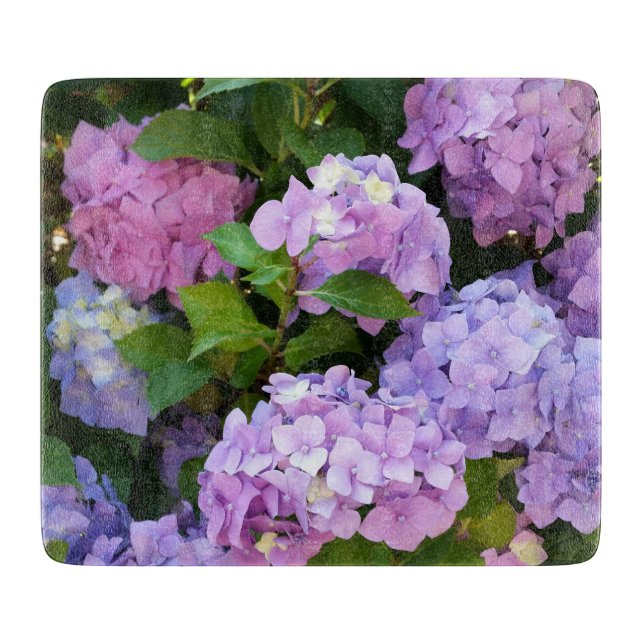 colourful hydrangea cutting board (Front)