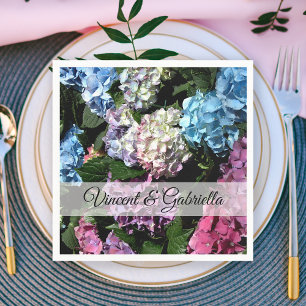 Colourful Hydrangea Flowers Wedding Napkin