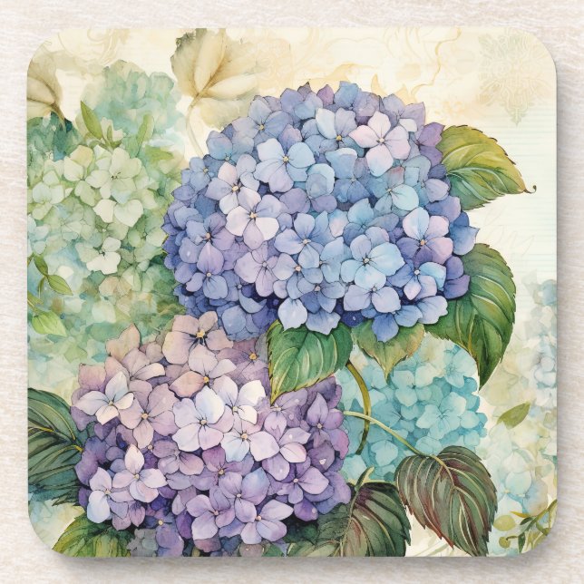 Colourful hydrangeas  coaster (Front)