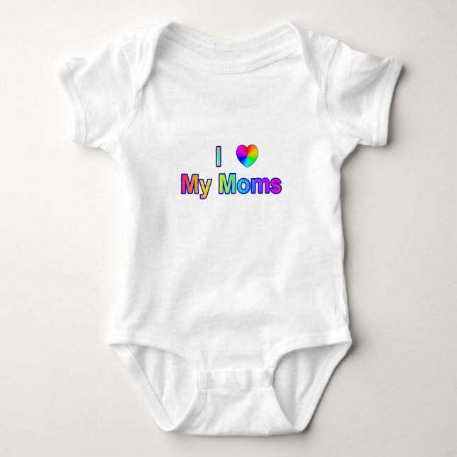 Colourful I Heart My Moms Baby Bodysuit (Front)