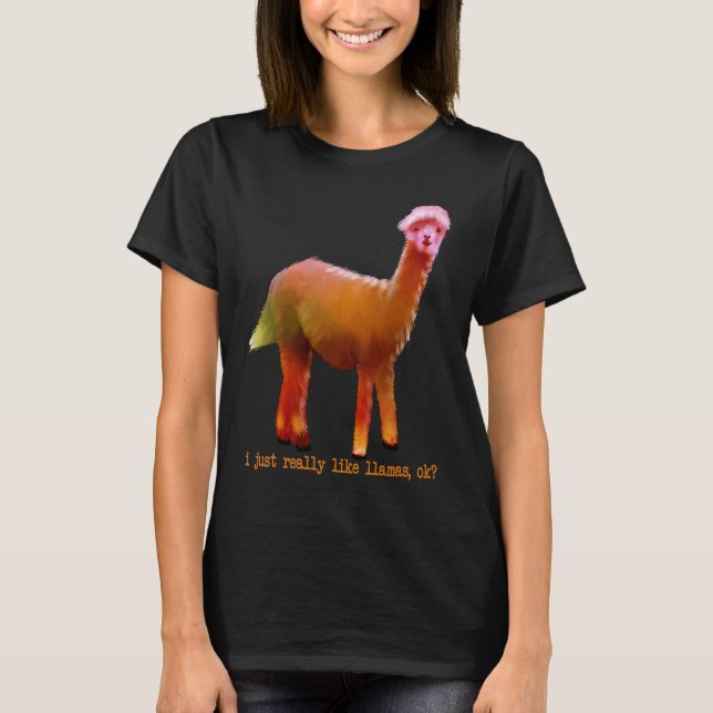 Colourful I Just Really Like LLamas OK Funny Anima T-Shirt (Front)