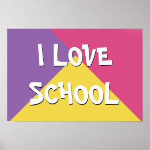 Colourful I Love School Girl Custom Text Poster