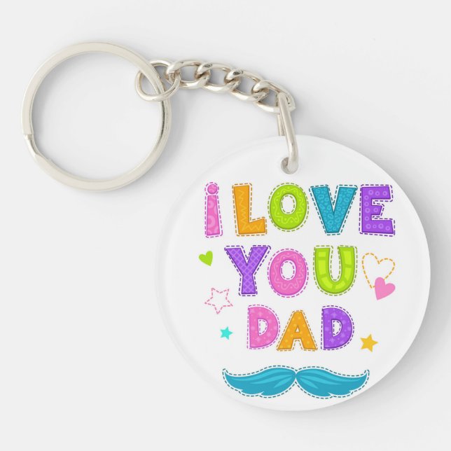  Colourful I Love You Dad Key Ring (Front)