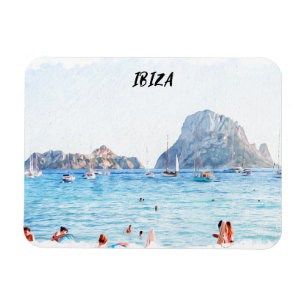 Colourful Ibiza Beach Travel Souvenir Magnet