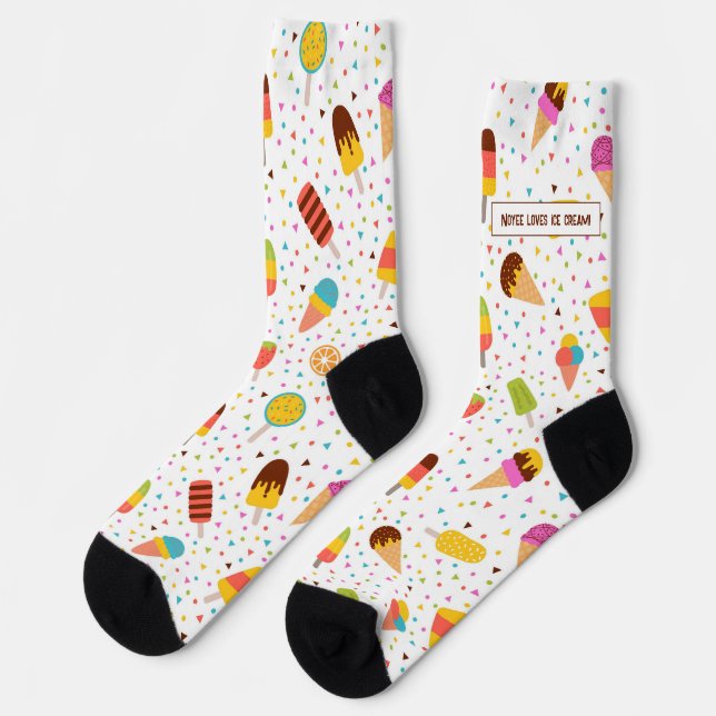 Colourful ice cream and confetti pattern socks (Left)
