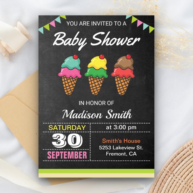 Colourful Ice Cream Baby Shower Invitation (Creator Uploaded)