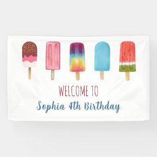 Colourful Ice Cream Birthday Party Sign Banner