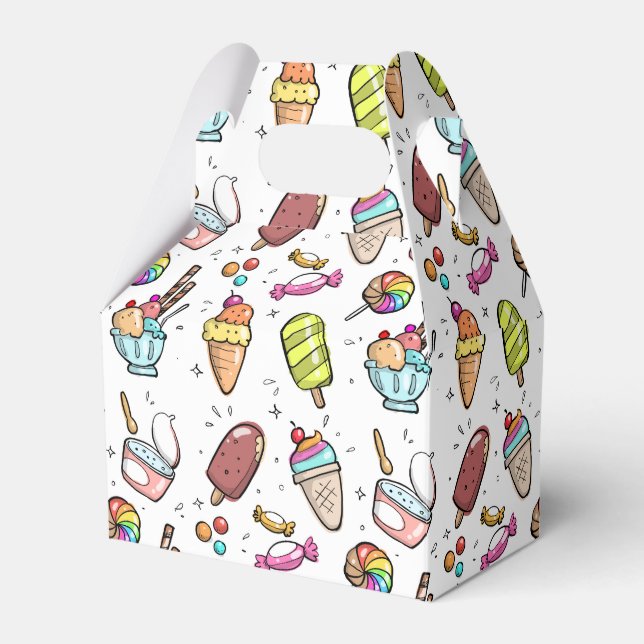 Colourful Ice Cream, Candy and Lollies Pattern Favour Box (Front Side)