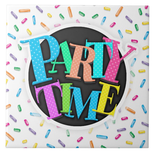 Colourful Ice Cream Candy Sprinkles Ceramic Tile (Front)