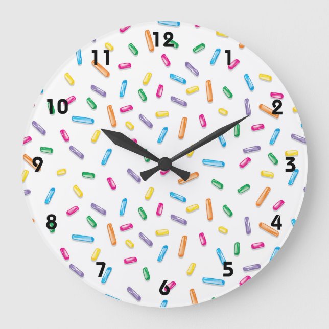 Colourful Ice Cream Candy Sprinkles Large Clock (Front)