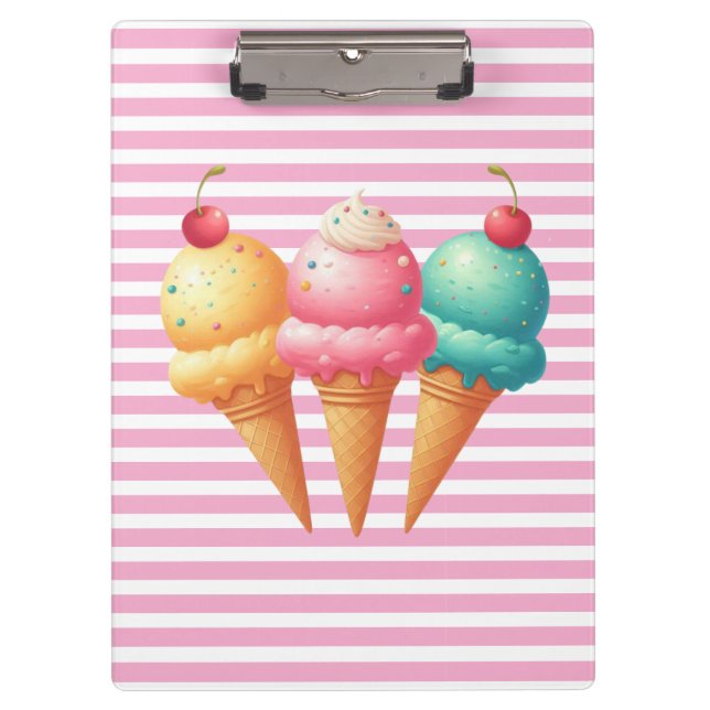 Colourful Ice cream Clipboard (Front)