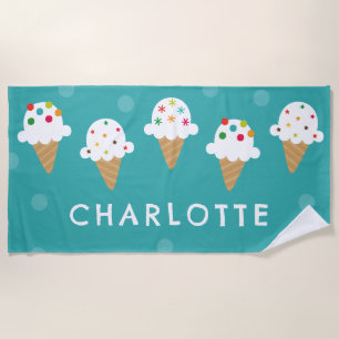 Colourful Ice Cream Cone Beach Towel