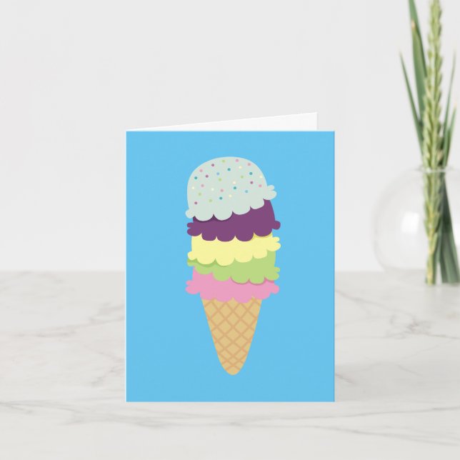 Colourful Ice Cream Cone Note Card (Front)