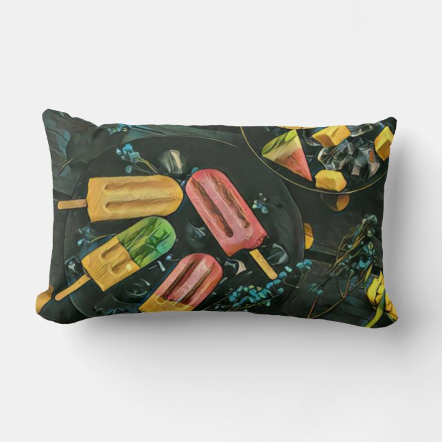 Colourful ice cream cone popsicle lumbar cushion (Front)