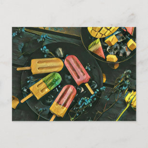 Colourful ice cream cone popsicle postcard