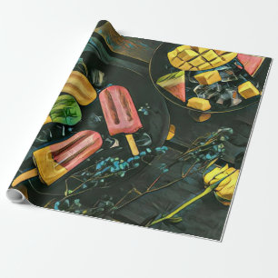 Colourful ice cream cone popsicle wrapping paper