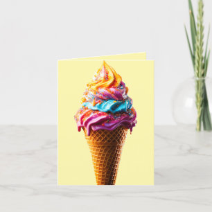 Colourful Ice Cream Cone Thank You Card