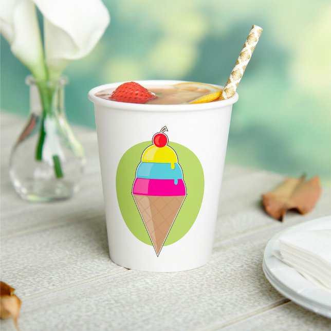 Colourful Ice Cream Cone with Cherry Paper Cups (Creator Uploaded)
