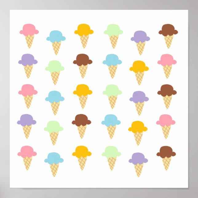 Colourful Ice Cream Cones Poster (Front)