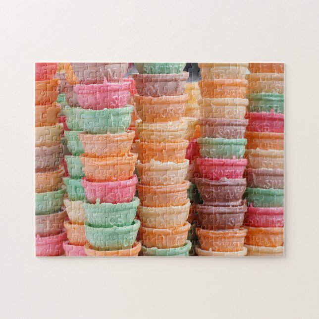 Colourful Ice Cream Cones Sweet Tasty Party Desser Jigsaw Puzzle (Horizontal)