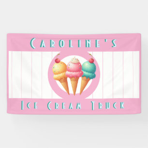 Colourful ice cream food truck banner