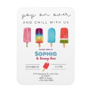 Colourful Ice Cream Four Birthday Party Invitation Magnet