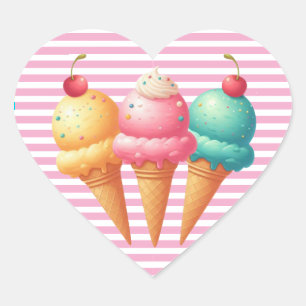 Colourful Ice cream Heart Sticker