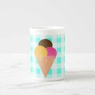 Colourful Ice Cream Illustration Bone China Mug