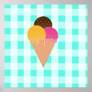 Colourful Ice Cream Illustration Poster