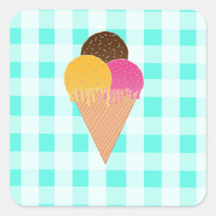 Colourful Ice Cream Illustration Square Sticker
