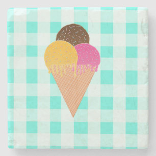 Colourful Ice Cream Illustration Stone Coaster